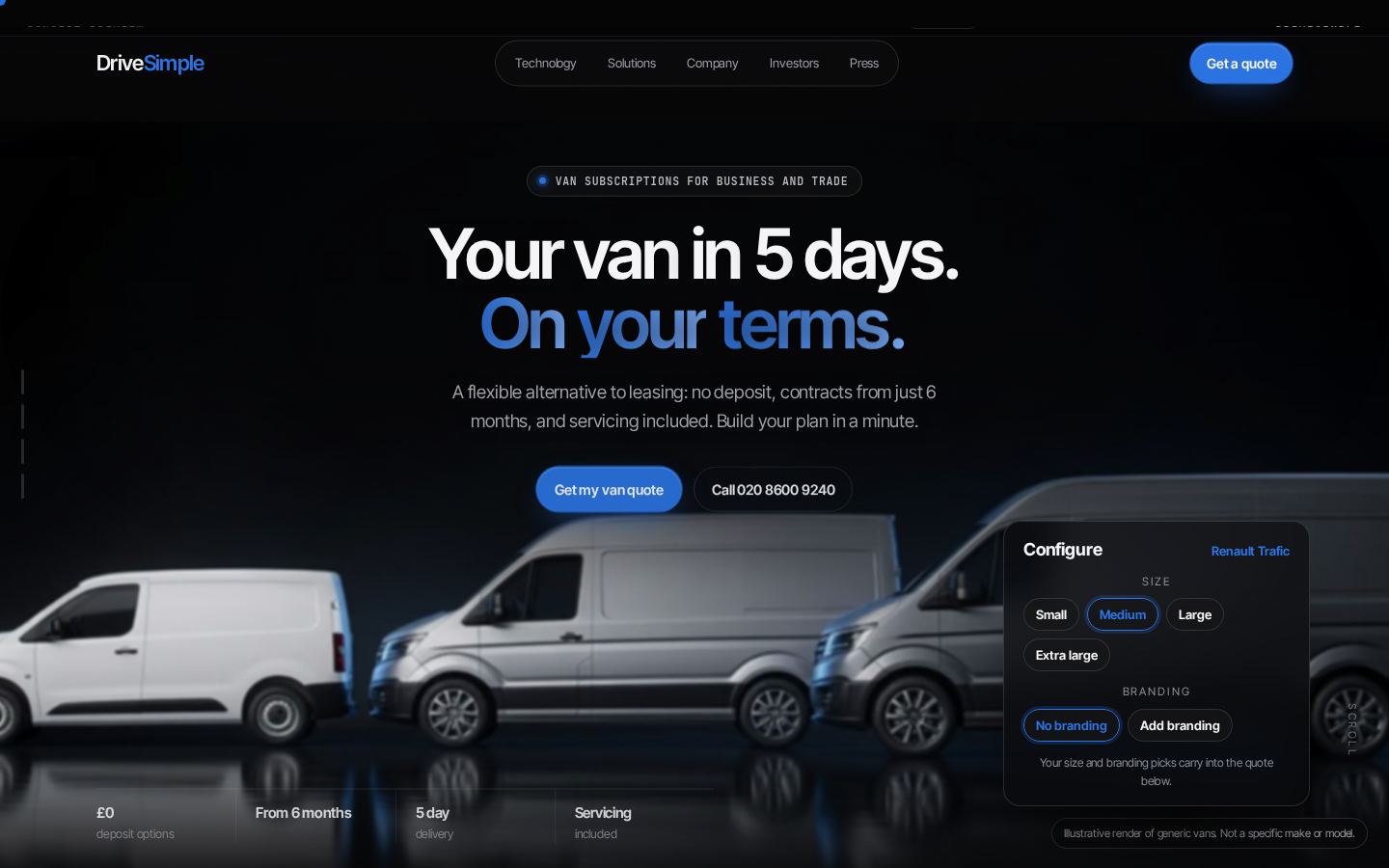 DriveSimple concept homepage