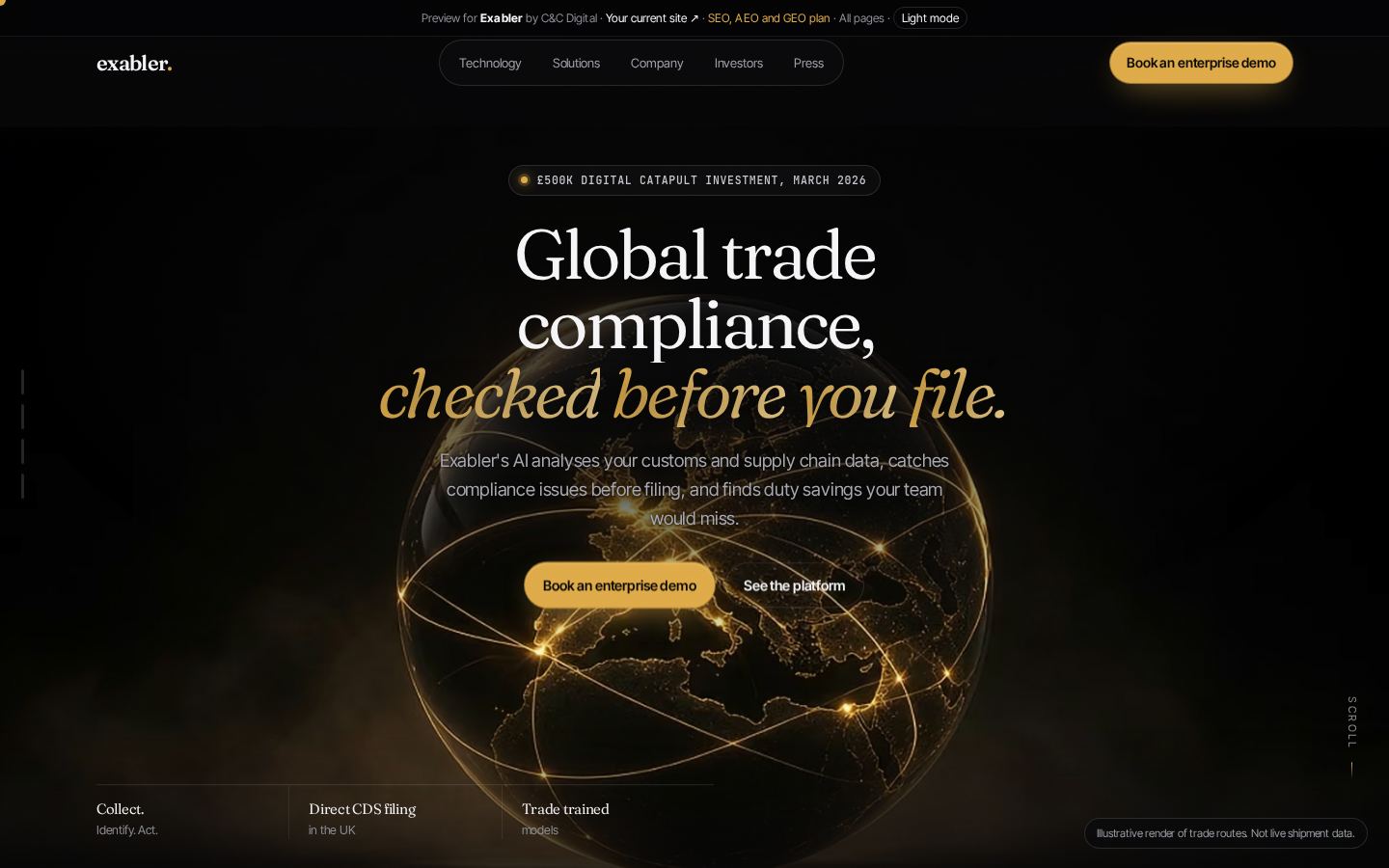 Exabler concept homepage