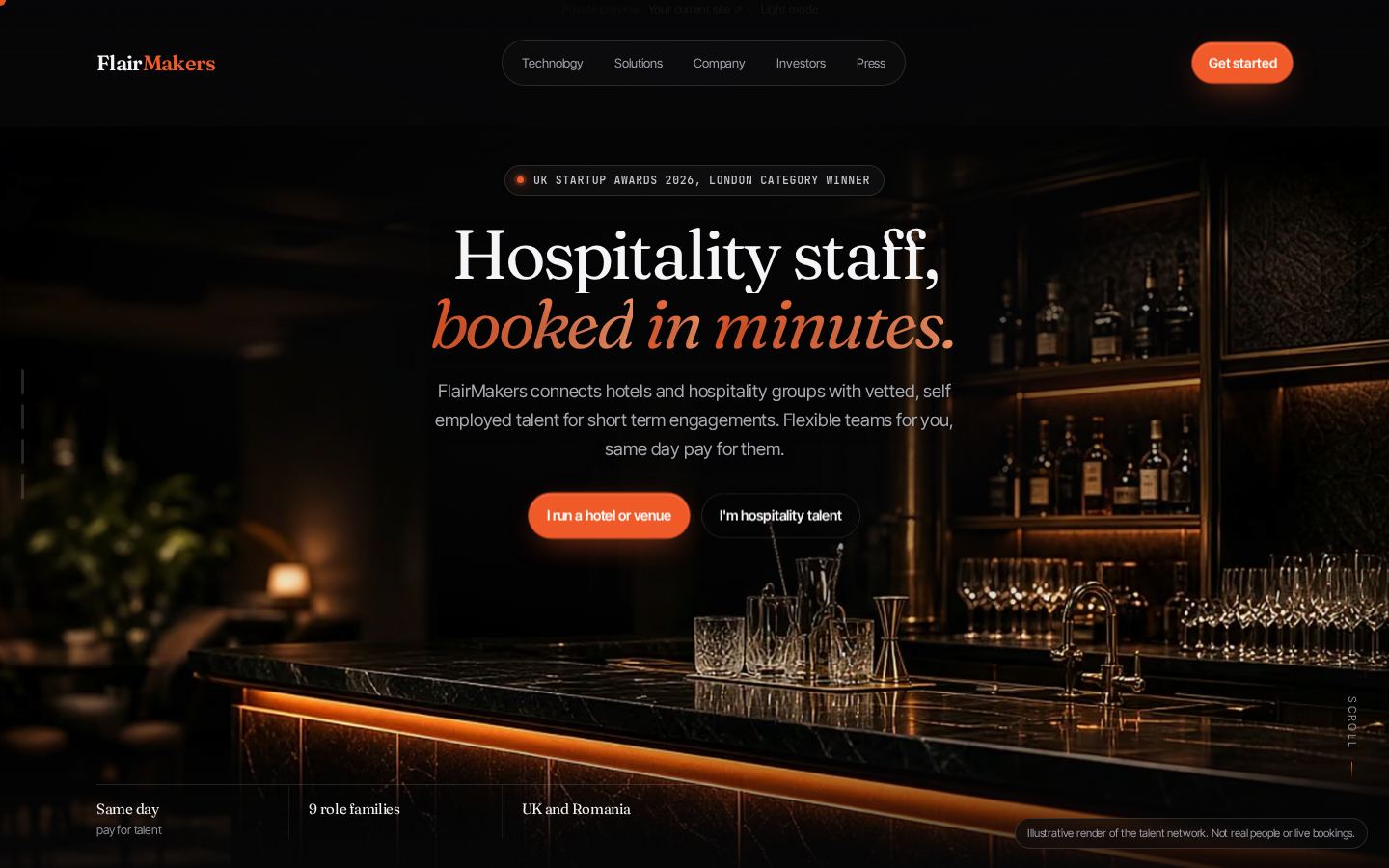 FlairMakers concept homepage