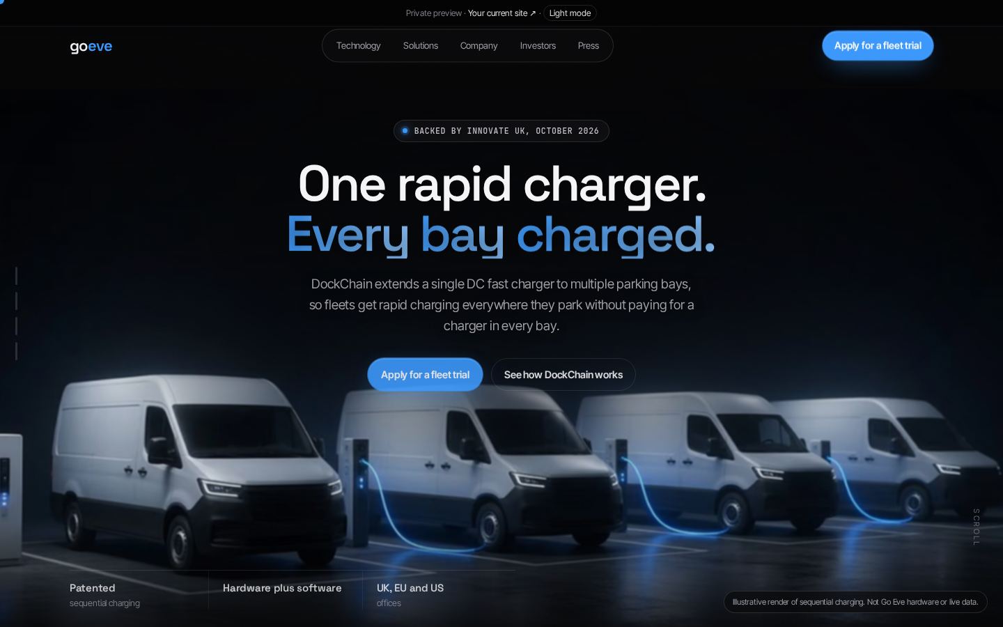 Go Eve concept homepage