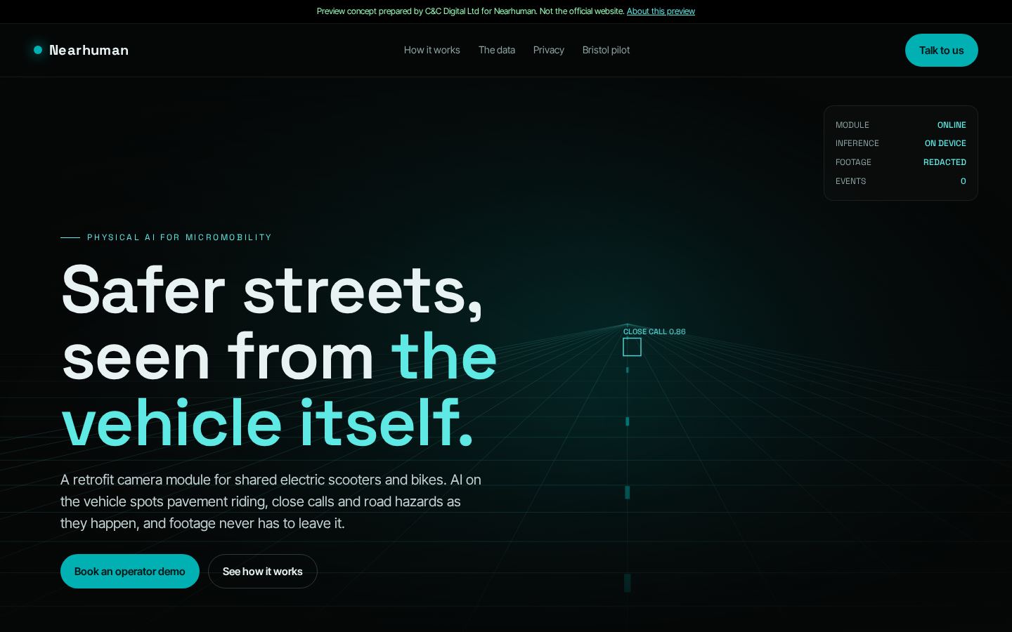 Near Human concept homepage